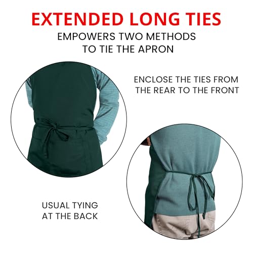 Utopia Kitchen Bib Aprons 10 Pack Adjustable With 2 Pockets - color: Green