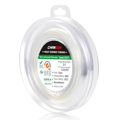 Chanzon 2:1 Ratio 1/24" (1mm) Heat Shrink Tubing 8Ft Roll Clear/Transparent - color: Transparent, size: 1mm (1/24") - 8FT