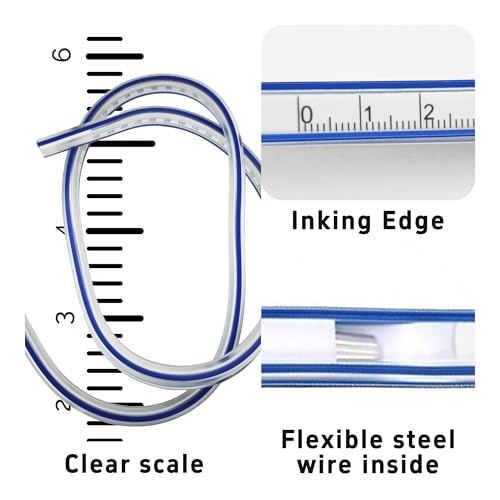 36 Inch Flexible Curve Ruler Graduated Rulers with Inking Edge, Double Side Scale Ruler for Drawing, Pattern Making, Engineering, and Stencil Work - style: 36 Inch