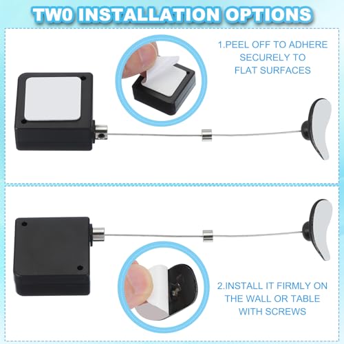PATIKIL 3.3 Ft Retractable Remote Control Tether, 4 Pcs Square Security Cable Lanyard Lock with Adjustable Clasp Adhesive for TV Remote Control Controller, White(Curved Rubber Cap) - color: White