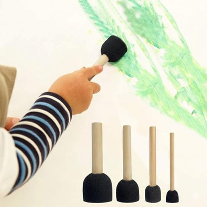 WAFJAMF 60 Pcs Round Sponges Brush Set 4 Sizes DIY Painting Tools Black - color: Black