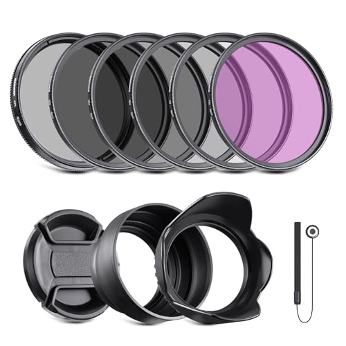 NEEWER 46mm ND Filter Pack and Lens Accessories, ND2 ND4 ND8 UV FLD CPL Filter Kit with Lens Cap - size: 46mm