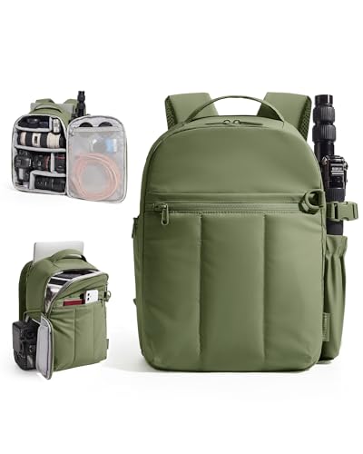 BAGSMART Small Camera Backpack for Women with Laptop Compartment, Green - color: Olive Green