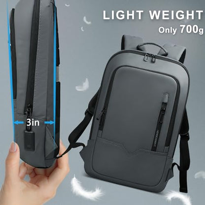 hk Backpack for Men Business Slim Laptop Bag - color: Dark Grey, size: 15.6 Inch