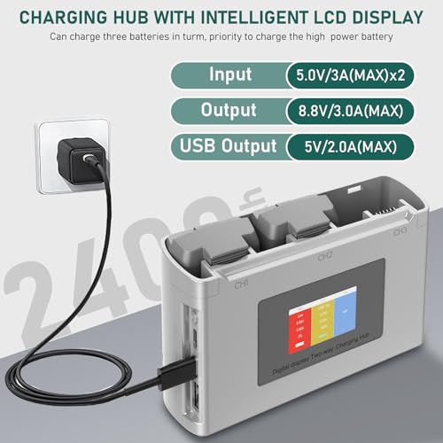 Artman Mini 4K Battery 2-Pack and Charger for DJI Mini 2 Batteries 2400mAh