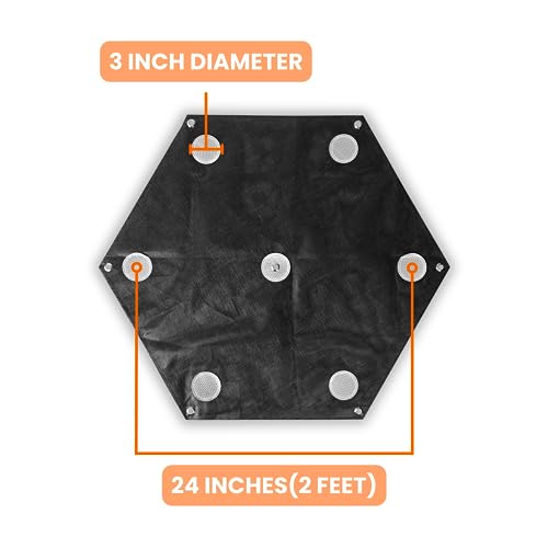 Sky High Bull's-Eye 24” LiDAR Ground Control Point GCP - UAV Aerial Target for LiDAR Mapping & Surveying (6 Pack) Retro-Reflective Black Hexagon with Center Eyelet for Aerial Mapping & Photogrammetry - size: 24in LiDAR Hexagon (6)