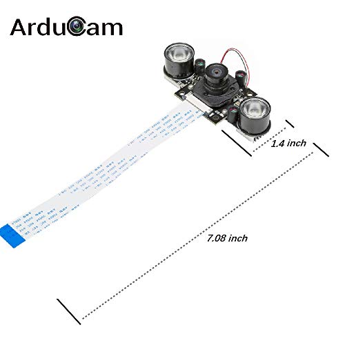 Arducam Day-Night Vision for Raspberry Pi Camera, Automatic IR-Cut Switching All-Day Image All-Model Support, IR LED for Low Light and Night Vision, M12 Lens Interchangeable, OV5647 5MP 1080P