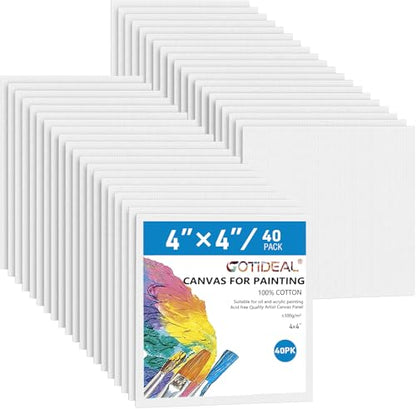Gotideal Canvas Boards for Painting, 40pcs 4x4 - size: 4x4 inch