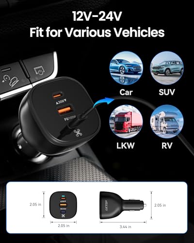 LKTOP 100W Mini 5 Pro Parallel Charging Hub with 130W Car Charger for DJI, Super Fast Battery Charger USB-C Power Adapter for DJI Mini5 Pro Drone Accessories (Parallel Charge 3 Batteries: 1hr 10min) - size: For Mini 5 Pro, style: Hub + Car Charger
