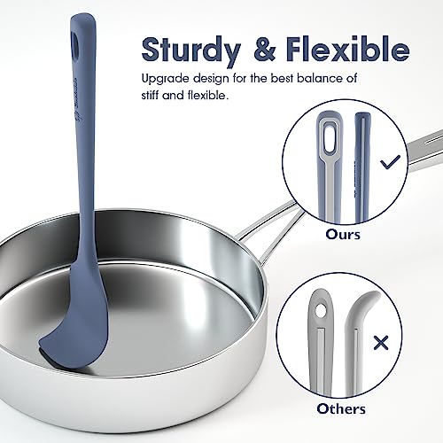 ChefAide 4 Pieces Silicone Spatulas Set, Heat Resistant Rubber Spatula - color: Blue, size: 4 pieces