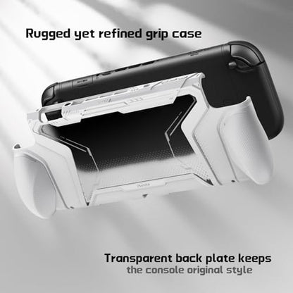 playvital for Switch 2 Beyond-Grip Dockable Case, Interchangeable FPS/Omni Ergonomic Grips + Military-Grade Drop Protective Cover + 2 Joystick Caps for Nintendo Switch 2 (White) - color: White