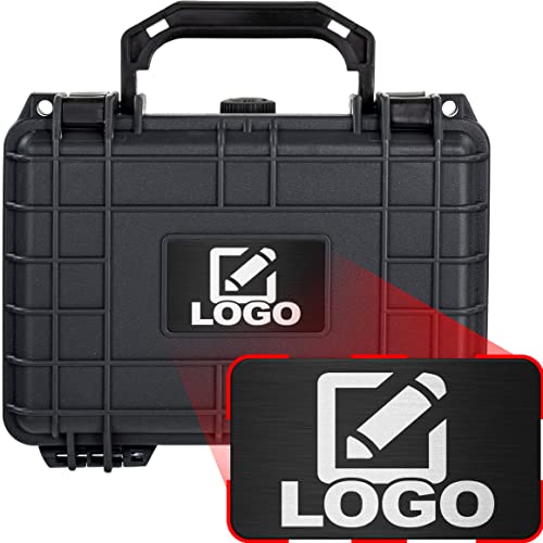 Eylar Protective Gear and Camera Hard Case with Custom Logo Engraved Plate TSA Approved 8.12 inch 6.56 inch 3.56 inch, Customizable Pluck Foam, Lockable for Cameras, Lenses, Drones, Gear (Black) - color: Black