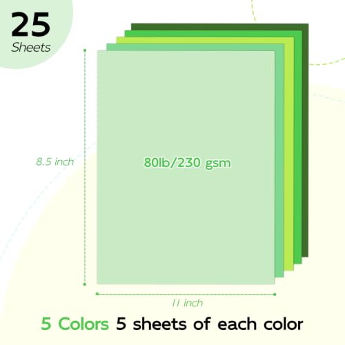 25 Sheets Green Cardstock 8.5 x 11 Green Construction Paper - color: Green