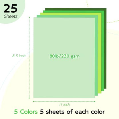 25 Sheets Green Cardstock 8.5 x 11 Green Construction Paper - color: Green