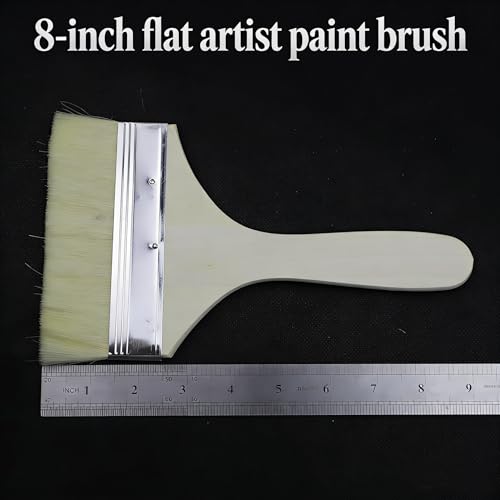 Flat Artist Brush, 8-Inch Wool Bristle for Oil & Acrylic