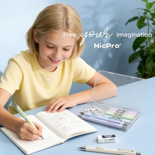 Nicpro Pastel Mechanical Pencil Set, 0.7mm Cute Pencils, Fast Click, 4 Pack - style: 4PCS-0.7mm