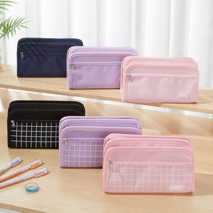 Sooez Large Pencil Case, Pencil Pouch, Pencil Bag, Pencil Box, Navy Blue - color: Navy Blue