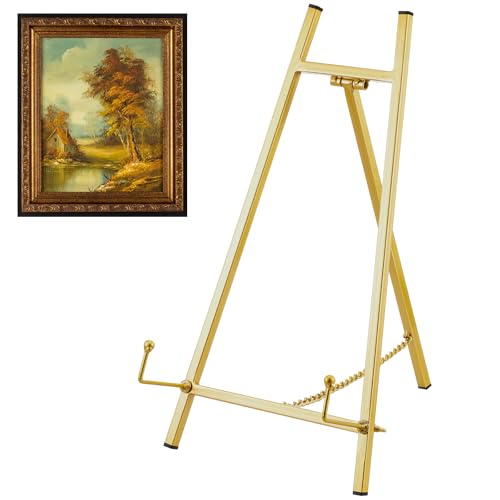 Leinuosen 1 Pcs Metal Tabletop Easel Stand, Tripod Display, Gold - color: Gold