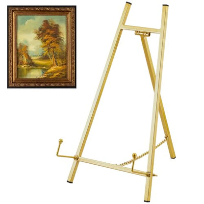 Leinuosen 1 Pcs Metal Tabletop Easel Stand, Tripod Display, Gold - color: Gold