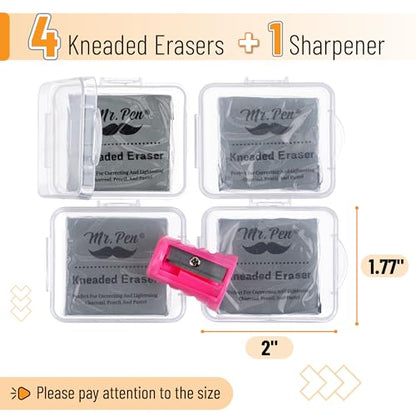 Mr. Pen- Kneaded Eraser Set, 4 Pack - color: Gray, size: 4 Pack, 2" x 1.77"