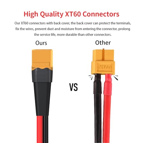 ELFCULB XT60 to Ring Terminal Cable 10AWG 2FT - color: 10AWG XT60 Male to O Ring, size: 2FT