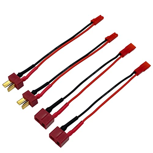 2Pairs T Plug to JST Connector Male Female with 20AWG 10cm Silicone Cable Wire Adapter for RC FPV ESC Speed Controller Lipo Battery Charging - style: T Plug to JST