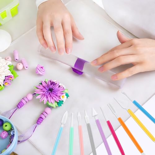 Polymer Clay Tools, Acrylic Roller Pin, Clay Sculpting Tools for Ceramic Craft, Rectangle Sheet Press Board Wire Texture Set Needle Detail Modelling Supplies(Size:26 Pcs)
