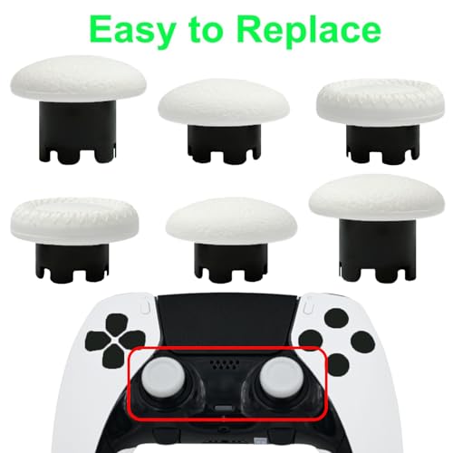 6-in-1 Interchangeable Thumbstick Caps for PS5 DualSense Edge Controller,Swappable Thumbsticks for PS5 Dualsense Controller, Thumbsticks Joysticks Kits Replacement for PS5 Dualsense Controller(White) - color: White