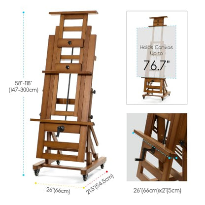MEEDEN Extra-Large H Frame Easel: Solid Beech Wood Artist Easel for Adults - color: Walnut