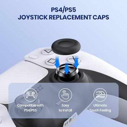NEWDERY Joystick Replacement Grip Caps for PS5/PS4 Controller - color: Black
