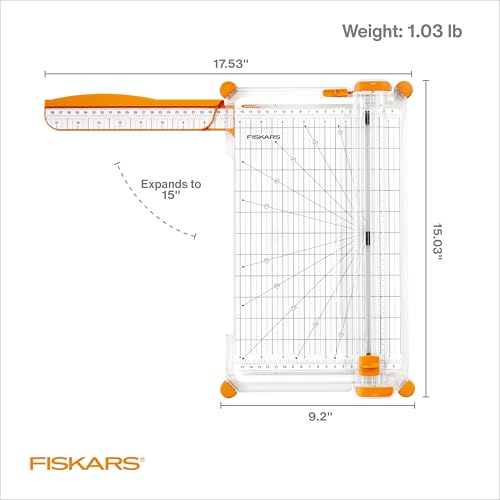 Fiskars SureCut Deluxe Paper Cutter, Precise Trimmer Tool, 12" Cut Length