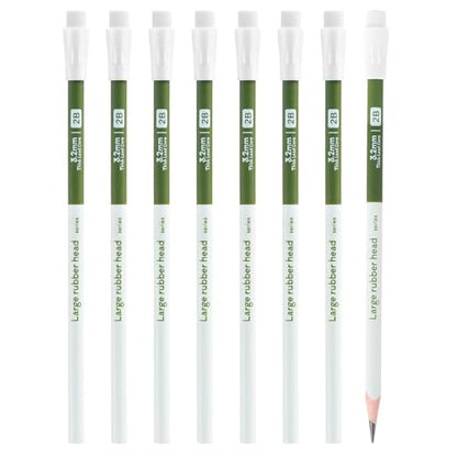 M&G 8 Pack 2B Triangular Wood-Cased Pencils, 3.2mm Thick Lead, Unsharpened with Extra Large Erasers, Balanced Ergonomic Grip for Student Exam Daily Writing, School Office Classroom Use - style: 2B