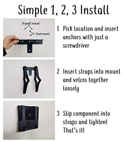 Premium Universal Wall Mount | Routers, Modems, Game Consoles & More (1-Pack), Black - color: Black, 1-Pack