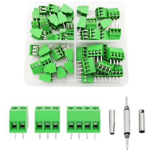 50Pcs 2.54mm 0.1" Pitch Mini 2P 3P 4P PCB Mount Screw Terminal Block Connector 150V 6A Compatible 26-18AWG Cable for Arduino and Home Electronics Projects