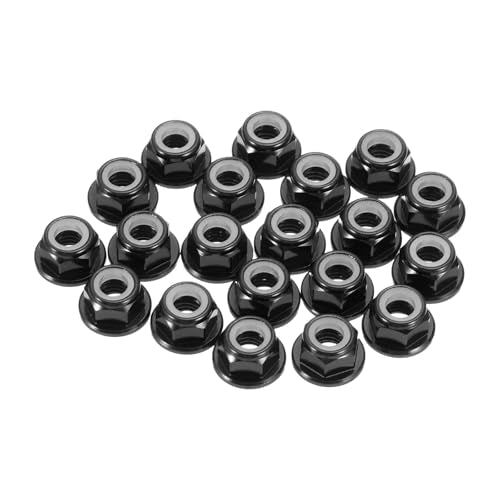 MECCANIXITY 30 Pcs M3 Pitch 0.5mm Aluminum Alloy Lock Nuts Flanged Hex Nuts Nylon Locking Serrated for RC Drone Quadcopter Motor Prop Adapter FPV Parts Fasteners, Black - color: Black, size: M3x0.5mm
