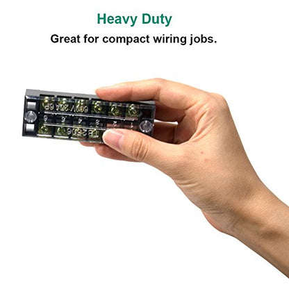Terminal Block Strip, 6 Circuits 600V 25A, Dual Row Screw, 5 Sets - size: 25A 6P+10pcs Jumpers