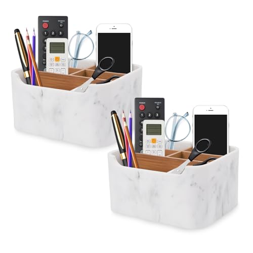 2 Pack Remote Control Holders, Desk Organizers with Dividers,White - color: MARBLE, size: 2 Pack