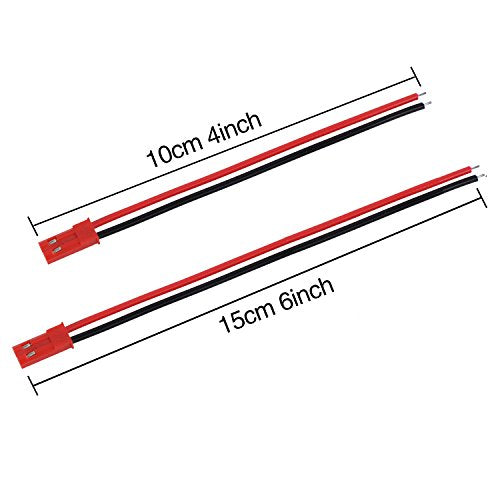 Eboot 20 Pairs 2 Pin Connector Male Female Plug Cable Wire, 22 Awg LED Rc