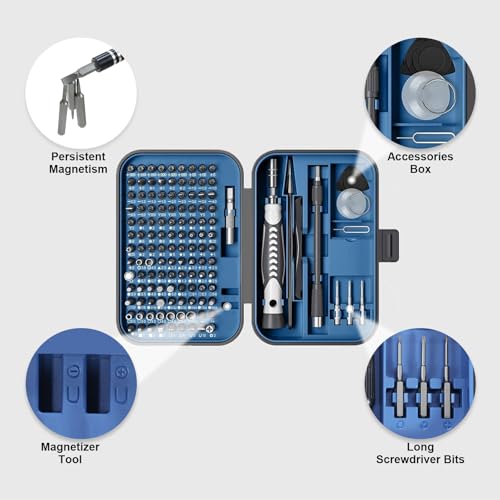 Screwdriver Set 130 in 1 Small Precision Screwdriver Set, Magnetic Precision Bits - Computer, Laptop, Jewelers, Game Controller, Electronics, Phone Repair Kit - color: Blue