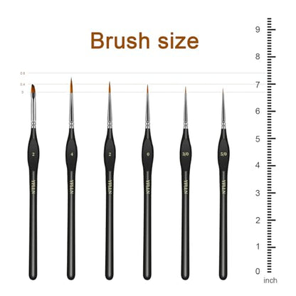 6Pcs Miniature Paint Brushes Set with Triangular Handles - for Acrylics, Oils, Watercolors & Paint by Number, Figurine(Black) - size: 6PCS