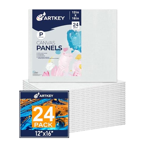 Canvas Panels 12x16 Inch 24-Pack, 10 oz Primed 100% Cotton Canvases for Painting, White Blank Flat Canvas Board for Oil Acrylics Watercolor & Tempera Paints - size: 12"x16", style: 24-Pack