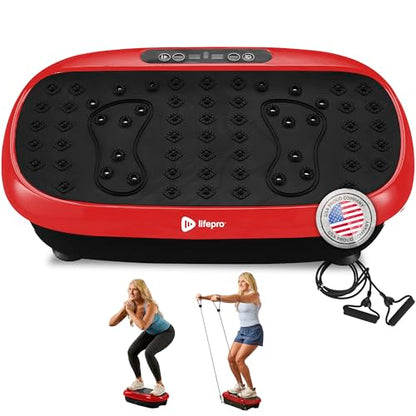 Lifepro HexaPlate Lite Compact Vibration Plate with Magnetic Acupoints - color: Red