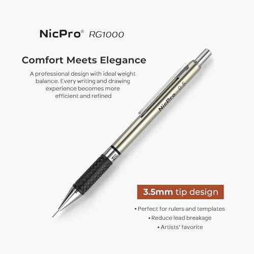 Nicpro 0.5 mm Art Mechanical Pencil Set in Storage Case, 3 PCS - style: 3 Pack (0.5mm)
