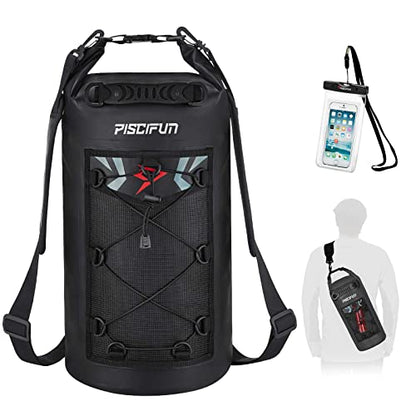 Piscifun Dry Bag, Waterproof Floating Backpack 10L/20L/30L/40L - color: Black, style: 10l
