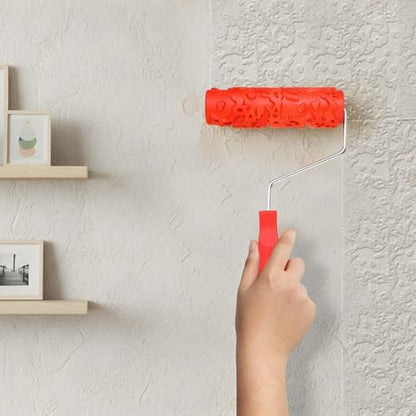 2 Pcs 7'' Textured Paint Roller, Rubber Pattern Paint Texture Roller Drywall Texture Rollers for Ceiling Mud Clay Furniture Wall Decoration(EG323T)