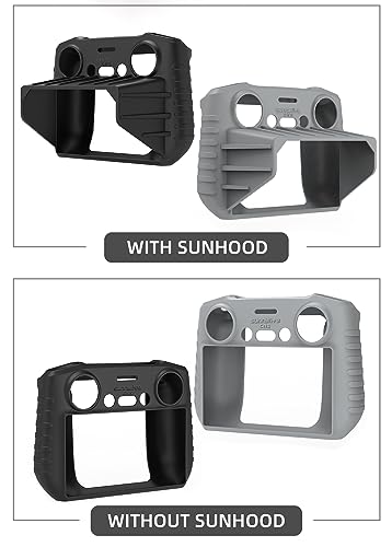 Silicone Case For DJI RC 2 Screen Remote Control, Protective Silicone Cover Case/With Sun Hood Drone Remote Control Accessories (Black) - color: Black
