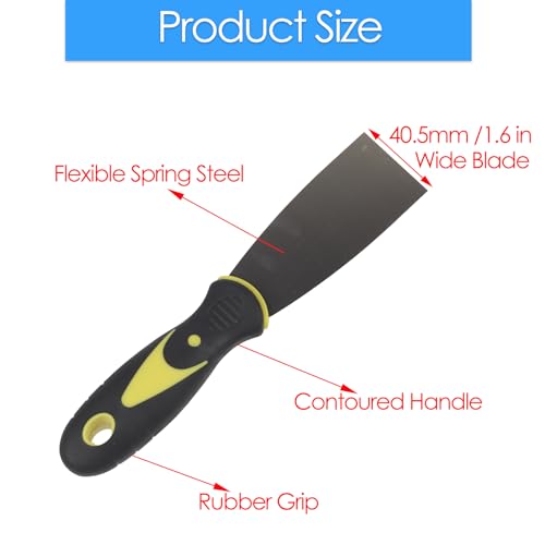 1.5-inch Putty Knife Set, 4-Pack Stainless Steel Putty Scraper with Soft-Grip Drywall Joint Knife Handle, Flexible & Stiff Blade Spackle Tool for Patching, Scraping Paint