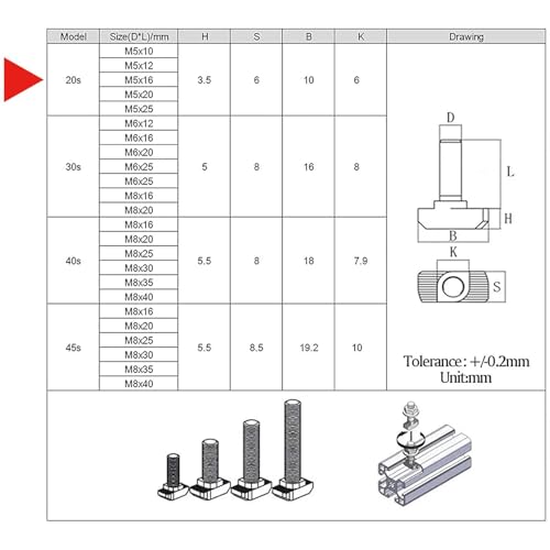 M5 x 25mm Metric Thread T Slot,Drop-in Stud Sliding T-Bolt,Hammer Head Bolt,T Screw Stud for 2020 Series Standard 6mm T-Slot Aluminum Extrusion Profile,Carbon Steel Nickel Plated (20-Series,20 Pcs) - size: 20-M5x25mm（20 Pcs）