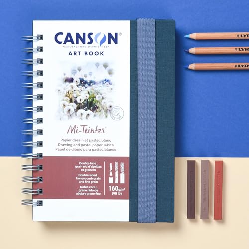 Canson Mi-Teintes Pastel Paper Art Book, White, 5.8x8.3 in - style: Spiral