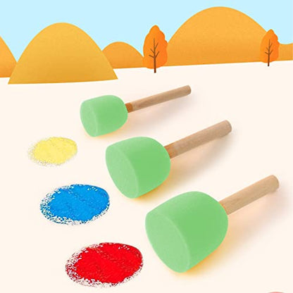 WAFJAMF 40 Pcs Round Sponges Brush Set 4 Sizes DIY Painting Tools Green - color: Green
